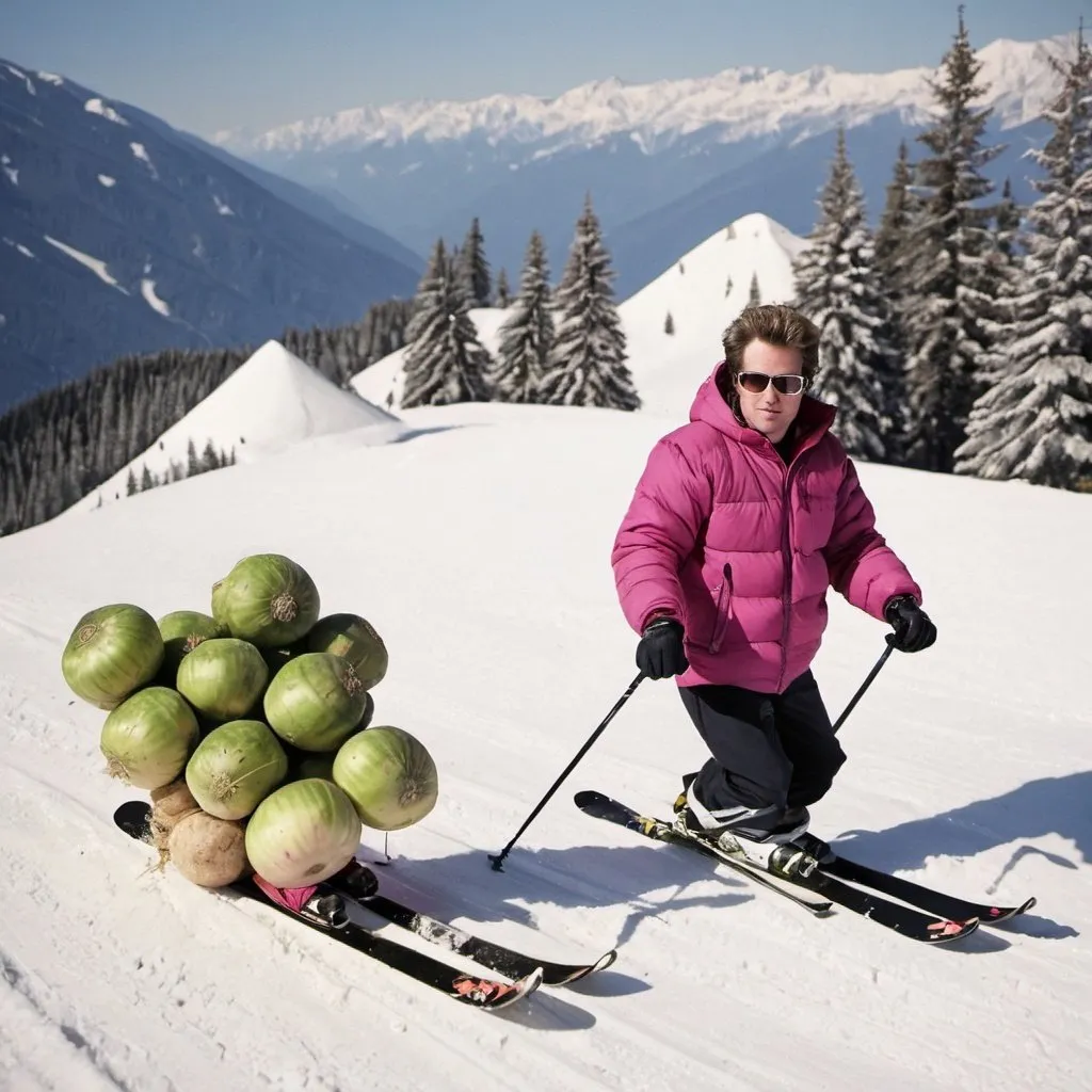 Prompt: skiing drugs and rock and roll turnips