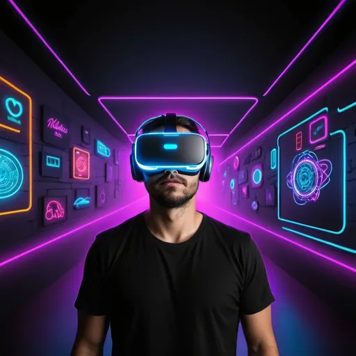 Prompt: Mundo de realidad virtual estilo neon 