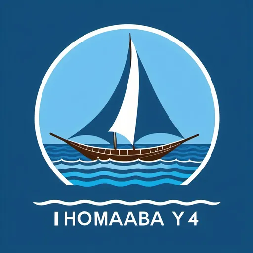 Prompt: make me a logo for an alumni welfare group called homabay 94 which has a blue background and the water under the dhow is blue while the dhow