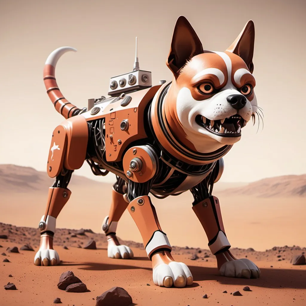 Prompt: create a fury dog on mars