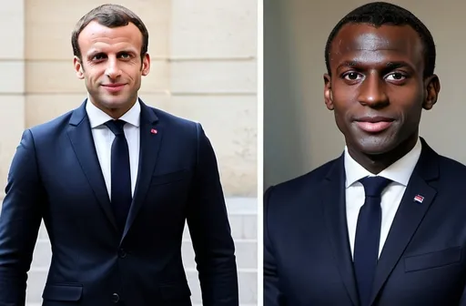 Prompt: Emmanuem Macron transformed into a dark skin man

