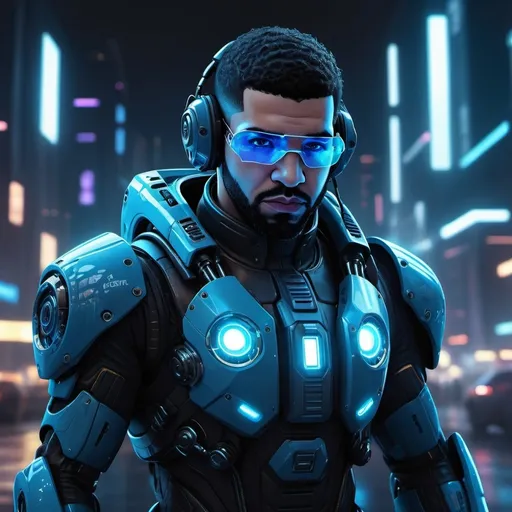 Prompt: The Rapper Drake as a futuristic mech pilot, but he looks a little different than drake