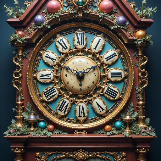 Prompt: fantasy dreamscape grandfather clock 
vibrant colors intricately complex detailed