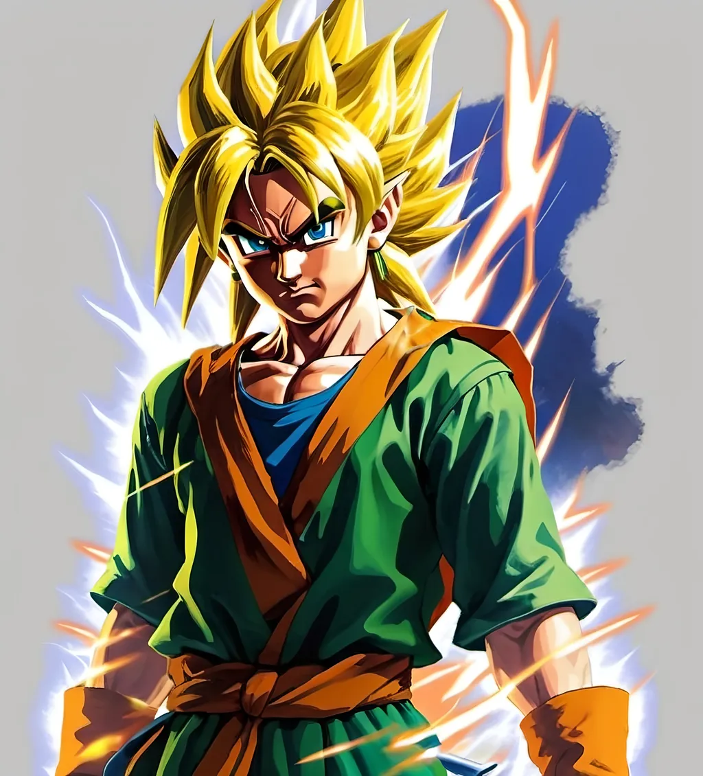 Prompt: Link as a super Saiyan