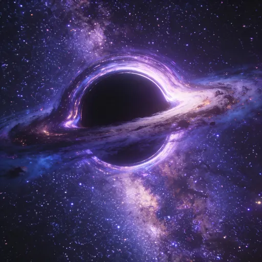 Prompt: Black hole in space in a galaxy of stars