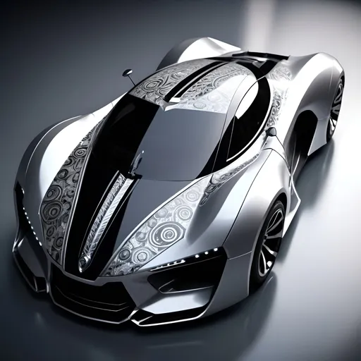 Prompt: Silver and black futuristic super car, with Intricate patterns

high resolution, 4k, detailed, high quality, professional. 