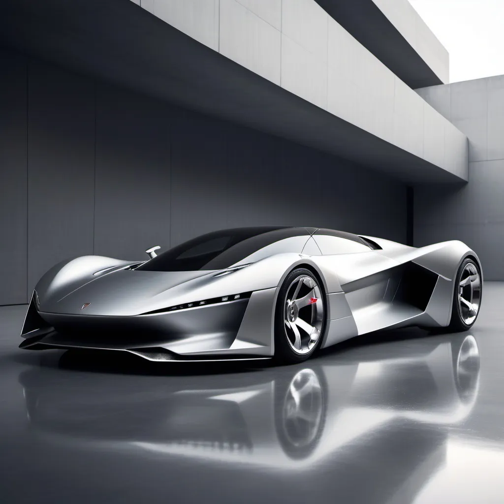 Prompt: Sleek, futuristic, minimalistic silver supercar