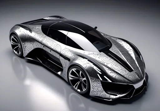 Prompt: Silver and black futuristic super car, with Intricate patterns

high resolution, 4k, detailed, high quality, professional. 