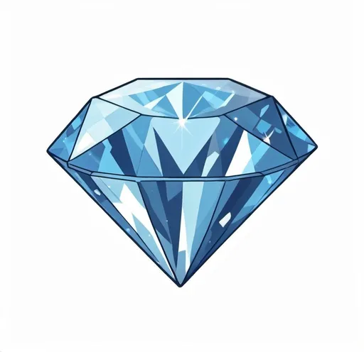 Prompt: Cartoon aesthetic of a blue diamond on a clear/white/transparent background