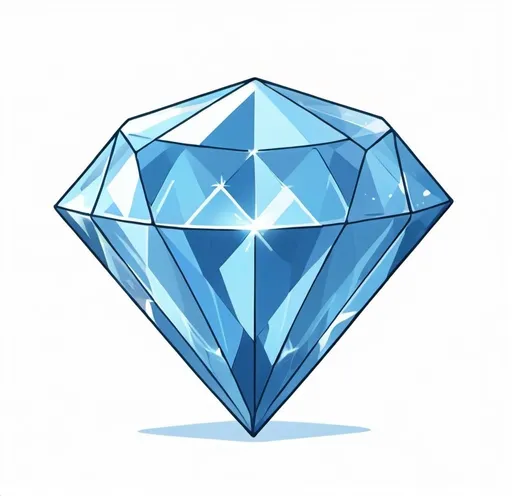 Prompt: Cartoon aesthetic of a blue diamond on a clear/white/transparent background