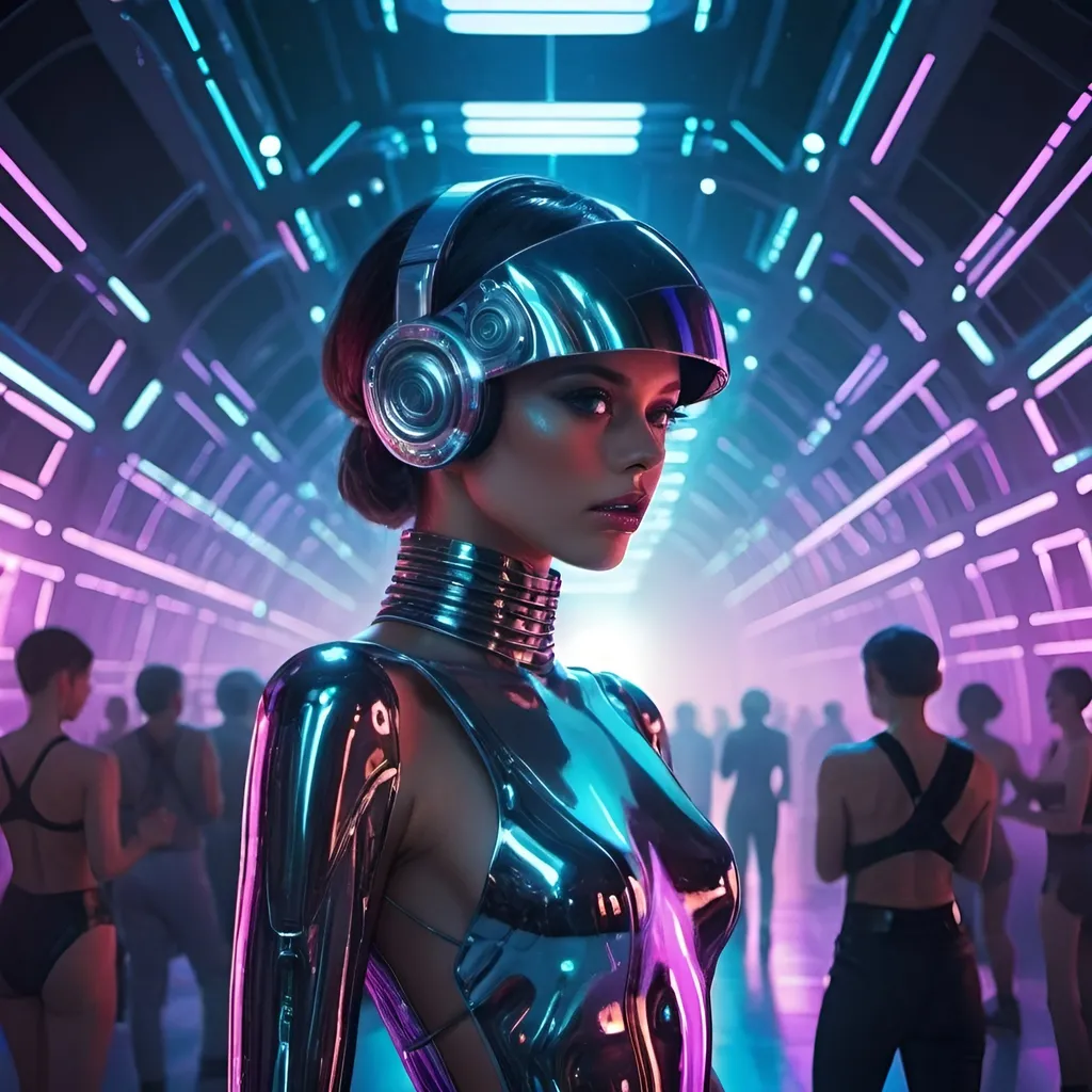 Prompt: Cyber disco (sci fi futuristic)