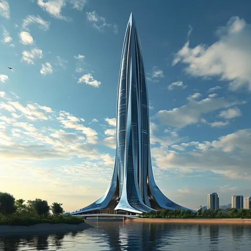 Prompt: A mega sky scraper that is Sleek, modern, futuristic, realistic.