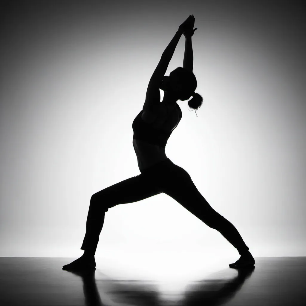 Prompt: yoga, black white, silhouette, one person, white background