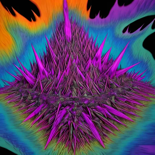 Prompt: psychedelic spikes the material folds into an abomination, their is no peace in a world without death