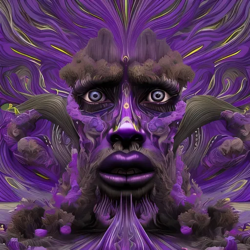 Prompt: endless purple power seeping from the watching eyelashes psychedelic masterpiece 