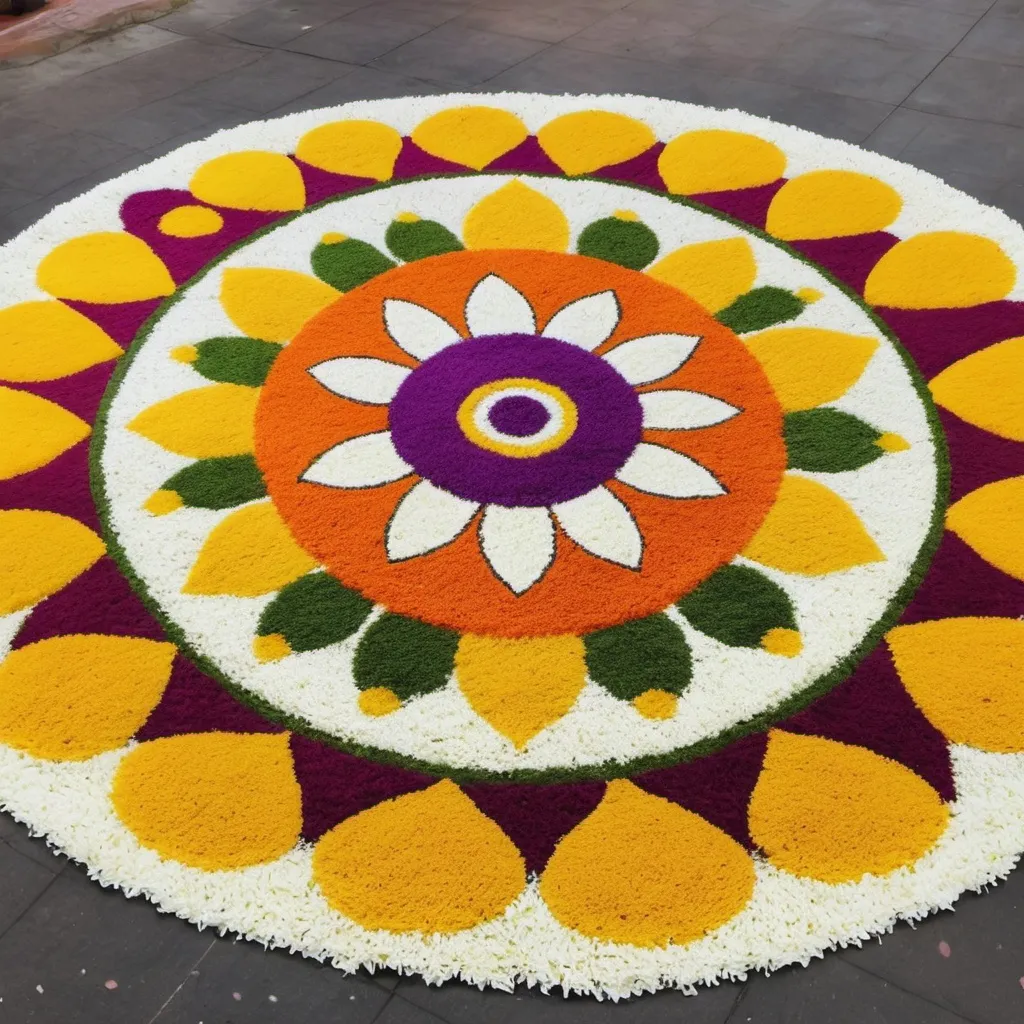 Prompt: onam 
flower carpet