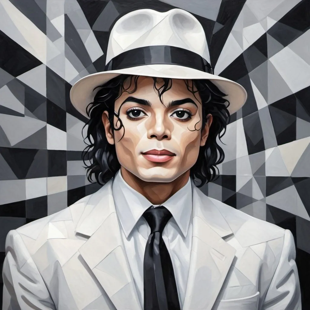 Prompt: 
Can you create an image of michael Jackson white in the style cubism 