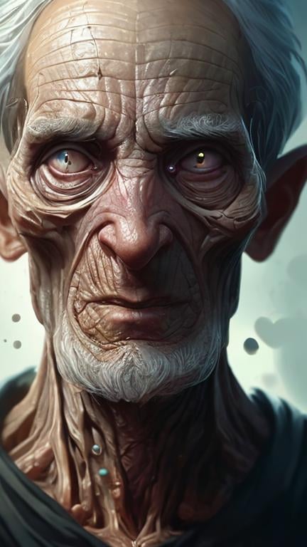 Prompt: a full image of a old person, fulll body, starved, complex, fantasy, dramatic, orherworldly, fea element, intricate, digital painting, artstation, smooth, sharp focus, illustration,