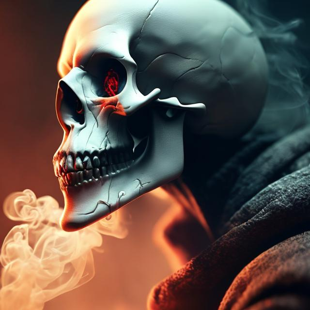 Prompt: a image of someone smoking but the smoke looks like skull, complex, fantasy, dramatic, orherworldly, fea element, intricate, digital painting, artstation, smooth, sharp focus, illustration,