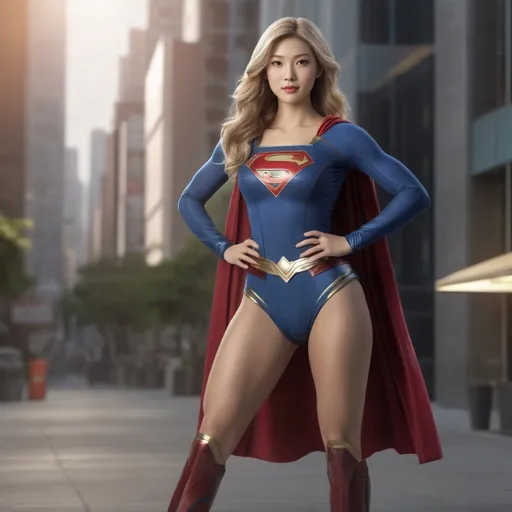 Prompt: Full body shot of Supergirl wearing only a top,
AI defined exquisitely beautiful, totally ultra realistic young adult Korean, gorgeously detailed facial features, sumptuous cleavage, perfect body proportions, ultra pale, ultra glamorous, perfect shading, impeccable contrast, HDR, UHD, high res, 64k