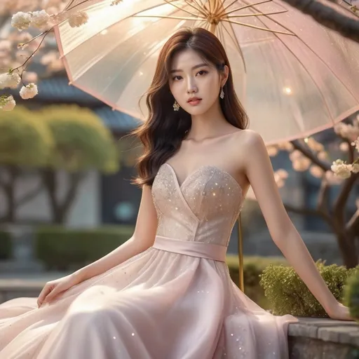 Prompt: korean woman, Prosecco dress, (sparkling elegance), voluminous silk fabric, glistening bubbles embedded, (feminine silhouette), romantic flow, soft pastel colors with golden highlights, shimmering under gentle light, (high fashion), luxurious atmosphere, celebratory mood, whimsical elegance, surrounded by a stylish garden setting, ultra-detailed, 4K quality.
AI defined exquisitely beautiful, totally ultra realistic young adult Korean, gorgeously detailed facial features, perfect body proportions, ultra pale, ultra glamorous girl, Full body photo, no shoes, HDR, UHD, high res, 64k, cinematic lighting, special effects, hd octaneArtgerm