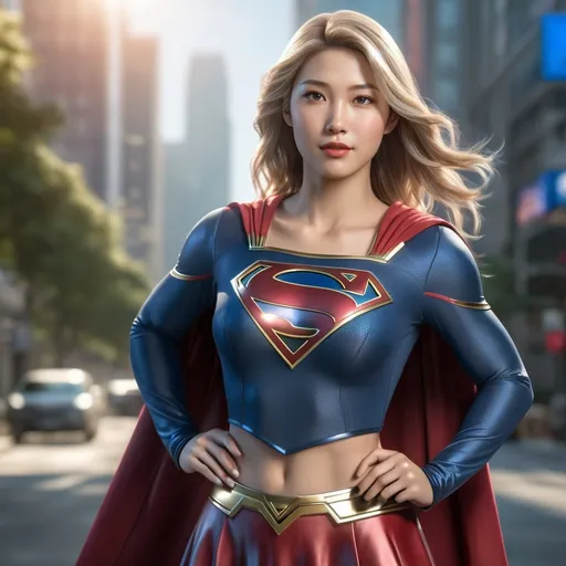 Prompt: Full body shot of Supergirl wearing only a top,
AI defined exquisitely beautiful, totally ultra realistic young adult Korean, gorgeously detailed facial features, sumptuous cleavage, perfect body proportions, ultra pale, ultra glamorous, perfect shading, impeccable contrast, HDR, UHD, high res, 64k