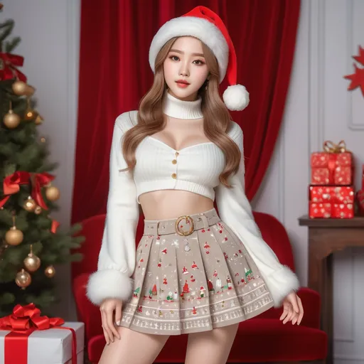 Prompt: full body photoshoot, cute, christmas outfit, kpop IDOL,
AI defined exquisitely beautiful, totally ultra realistic young adult Korean, gorgeously detailed facial features, sumptuous cleavage, perfect body proportions, ultra pale, ultra glamorous, perfect shading, impeccable contrast, HDR, UHD, high res, 64k