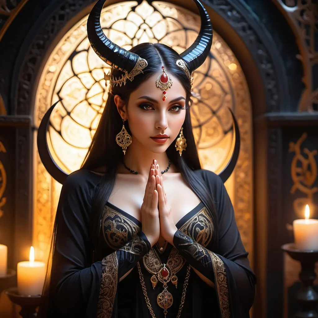 Prompt: beautiful Succubus praying to god