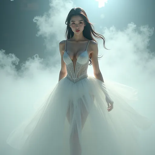 Prompt: splash art, hyper detailed, ultra realistic, highly detailed, surreal heavy mist, AI defined exquisitely beautiful, totally ultra realistic young adult Korean, gorgeously detailed facial features, sumptuous cleavage, perfect body proportions, ultra pale, ultra glamorous ballerina, walking in a swirling fog,

Perfect studio lighting, perfect shading, impeccable contrast, HDR, UHD, high res, 64k, cinematic lighting, special effects, hd octaneArtgerm, WLOP, dynamic studio quality lighting hyper-detailed, intricately detailed, Splash art, trending on Artstation, triadic colors, Unreal Engine 5 volumetric lighting, unreal engine, octane render.