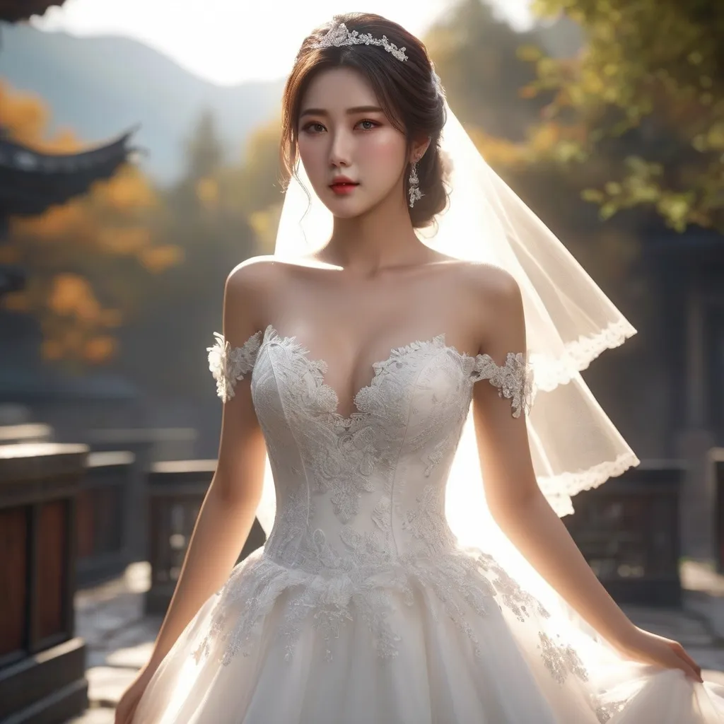 Prompt: splash art, hyper detailed, ultra realistic, highly detailed, surreal heavy mist, AI defined exquisitely beautiful, totally ultra realistic young adult Korean, gorgeously detailed facial features, sumptuous cleavage, perfect body proportions, ultra pale, ultra glamorous bride, walking in a Virgin Road

Perfect studio lighting, perfect shading, impeccable contrast, HDR, UHD, high res, 64k, cinematic lighting, special effects, hd octaneArtgerm, WLOP, dynamic studio quality lighting hyper-detailed, intricately detailed, Splash art, trending on Artstation, triadic colors, Unreal Engine 5 volumetric lighting, unreal engine, octane render.