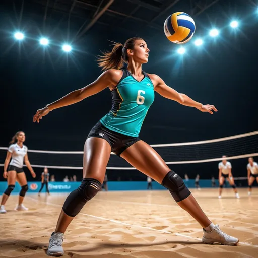 Prompt: full body of ultra glamorous volleyball player, full body shot, Sweat running down one's face, Sweat running down her sternum

perfect shading, impeccable contrast, HDR, UHD, high res, 64k