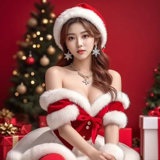 Prompt: full body photoshoot, cute, christmas outfit, kpop IDOL,
AI defined exquisitely beautiful, totally ultra realistic young adult Korean, gorgeously detailed facial features, sumptuous cleavage, perfect body proportions, ultra pale, ultra glamorous, perfect shading, impeccable contrast, HDR, UHD, high res, 64k