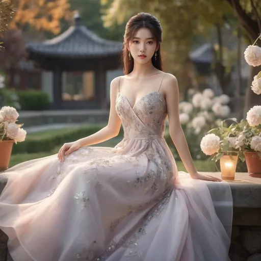 Prompt: korean woman, Prosecco dress, (sparkling elegance), voluminous silk fabric, glistening bubbles embedded, (feminine silhouette), romantic flow, soft pastel colors with golden highlights, shimmering under gentle light, (high fashion), luxurious atmosphere, celebratory mood, whimsical elegance, surrounded by a stylish garden setting, ultra-detailed, 4K quality.
AI defined exquisitely beautiful, totally ultra realistic young adult Korean, gorgeously detailed facial features, perfect body proportions, ultra pale, ultra glamorous girl, Full body photo, no shoes, HDR, UHD, high res, 64k, cinematic lighting, special effects, hd octaneArtgerm