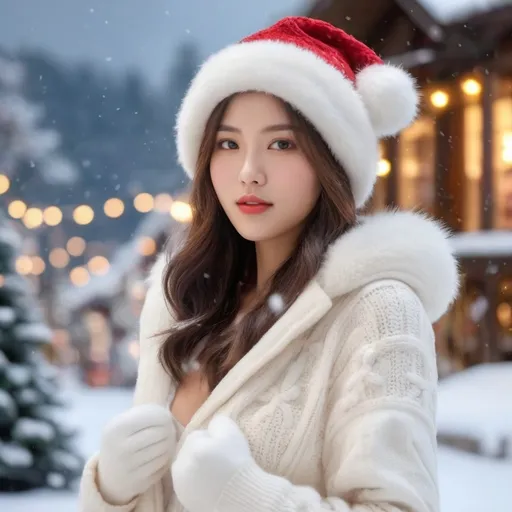 Prompt: Korean girl on a snowy Christmas

AI defined exquisitely beautiful, totally ultra realistic young adult Korean, gorgeously detailed facial features, sumptuous cleavage, perfect body proportions, ultra pale, ultra glamorous, perfect shading, impeccable contrast, HDR, UHD, high res, 64k