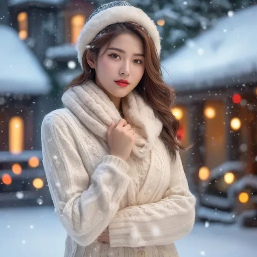 Prompt: Korean girl on a snowy Christmas

AI defined exquisitely beautiful, totally ultra realistic young adult Korean, gorgeously detailed facial features, sumptuous cleavage, perfect body proportions, ultra pale, ultra glamorous, perfect shading, impeccable contrast, HDR, UHD, high res, 64k