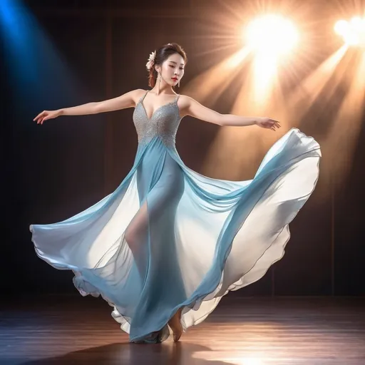 Prompt: Full body of a korean woman dancing,
AI defined exquisitely beautiful, totally ultra realistic young adult Korean, gorgeously detailed facial features, sumptuous cleavage, perfect body proportions, ultra pale, ultra glamorous, perfect shading, impeccable contrast, HDR, UHD, high res, 64k