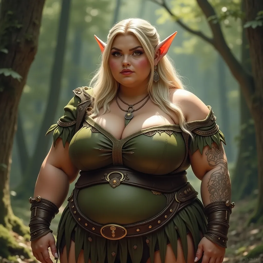 Prompt: A plump but very attractive looking female elf