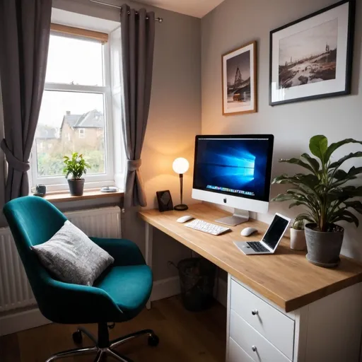 Prompt: space to work from home, cosy room