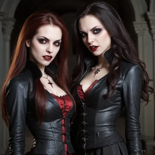 Prompt: 2 a female vampires.