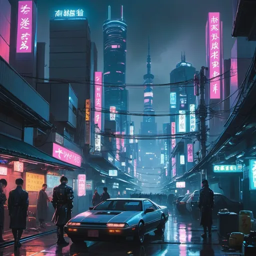 Prompt: cyberpunk tokyo but the rich live in the sky and the pout live on the ground 