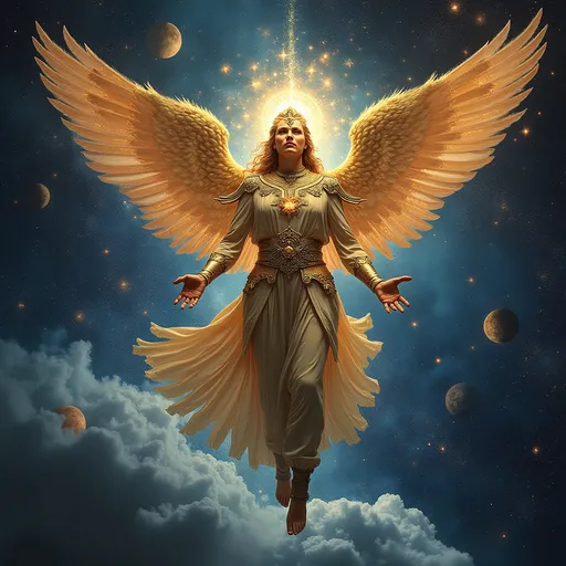 Prompt: celestials, in outer space, detailed, cosmic, celestial beings, myth, figures, power