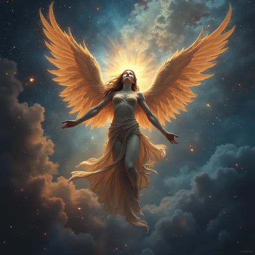 Prompt: celestials, in outer space, detailed, cosmic, celestial beings, myth, figures, power