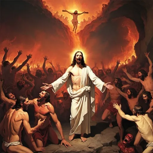 Prompt: jesus in hell