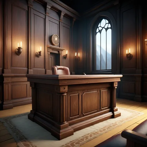 Prompt: witness box, high quality, mysterious unreal engine