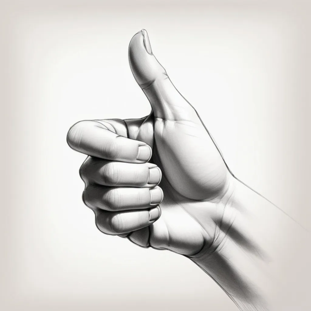 Prompt: Sketch of woman's hand giving thumbs-up gesture