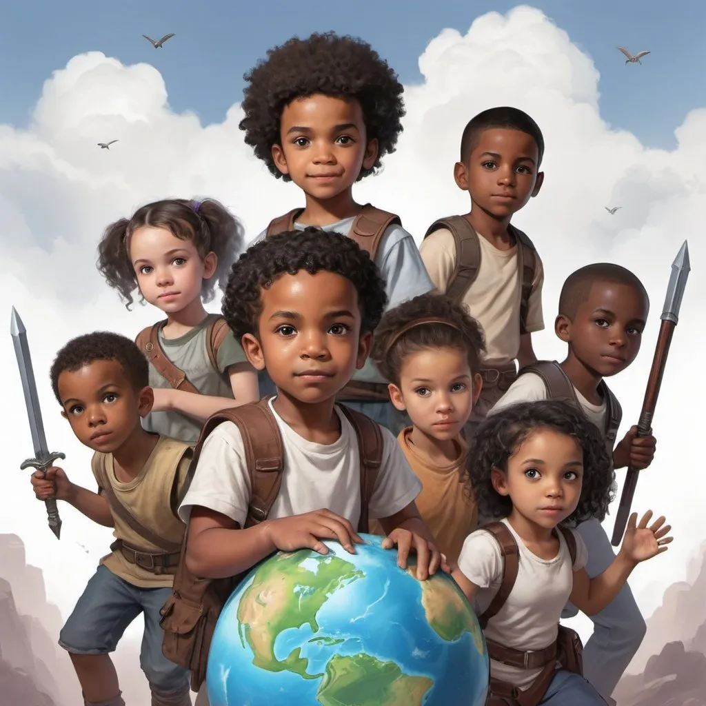 Prompt: rpg multi-racial 
children save the world