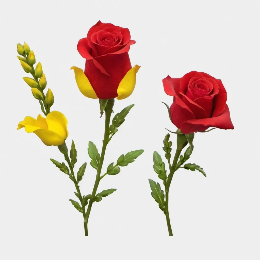 Prompt: I would like to combine two flowers together - a red rose and a yellow snapdragon. unfortunately, no command (I am a noob) can help me. The yellow snapdragon is most often depicted as a yellow rose...
I would like to get a graphic where these two flowers are intertwined with stems, for example. just to be together. These are two important symbols for me 🩷 I don't know anything about AI.
I wanted to create something for the first time... And it doesn't come out.