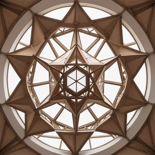 Prompt: Architectural design of a building with a roof derived from Kepler Star Dodecahedron - Inspired by Albert P. Carpenter and Johannes Kepler - Rotation
