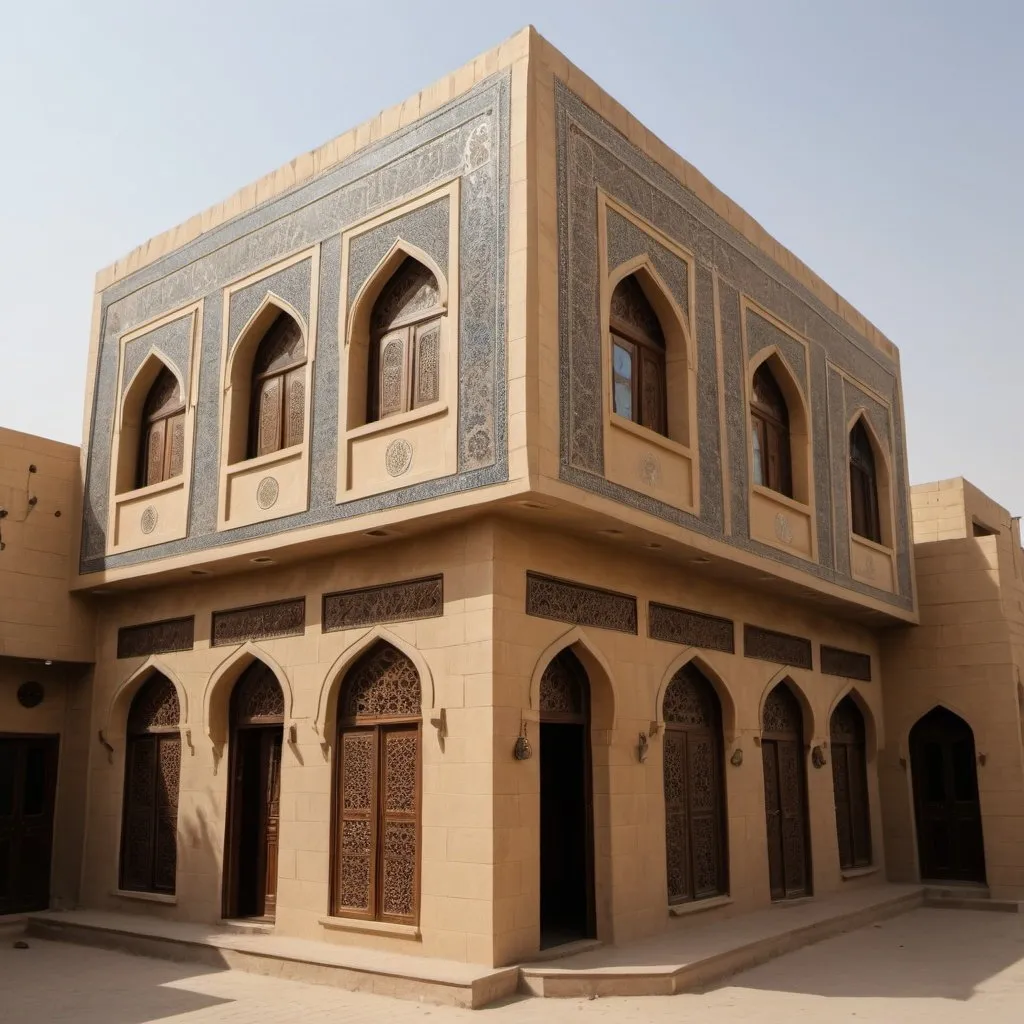 Prompt: a traditional house in Baghdad with Islamic style