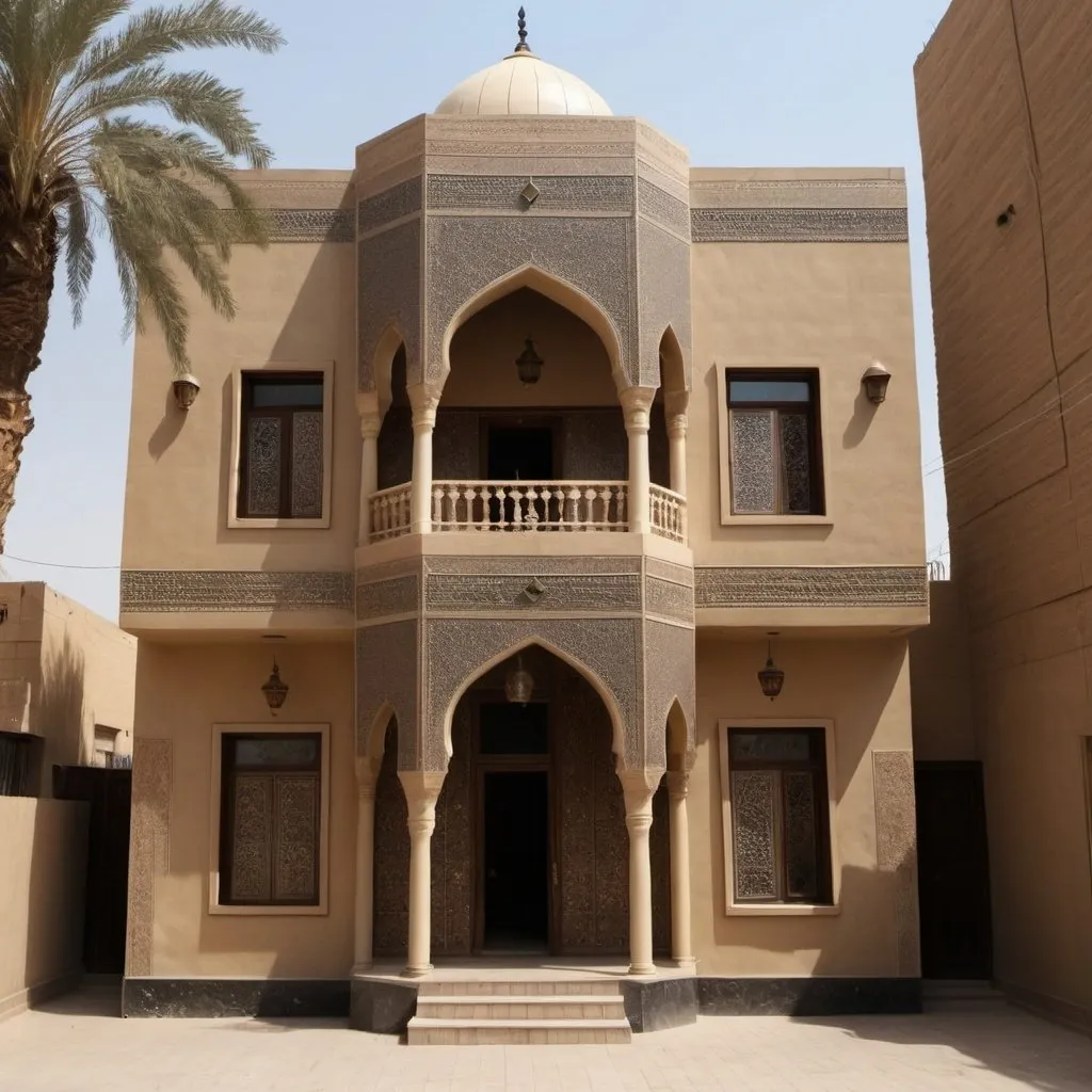 Prompt: a traditional house in Baghdad with Islamic style